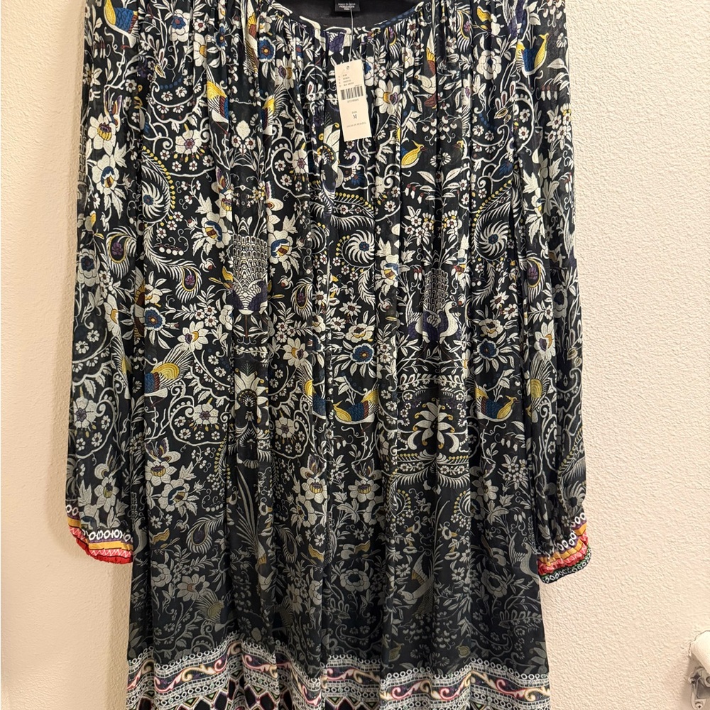 Navy Floral Long Sleeve Dress